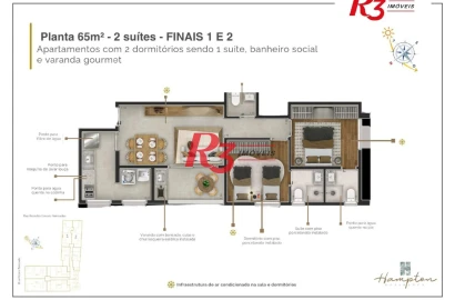 Apartamento com 2 dormitórios à venda, 65 m² por R$ 644.000,00 - Marapé - Santos/SP