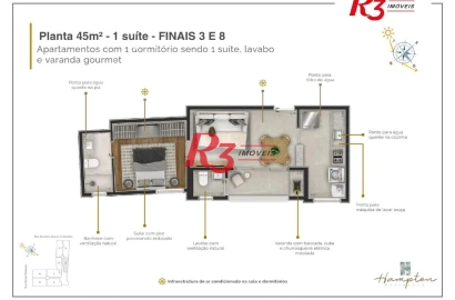 Apartamento com 1 dormitório à venda, 45 m² por R$ 456.000,00 - Marapé - Santos/SP