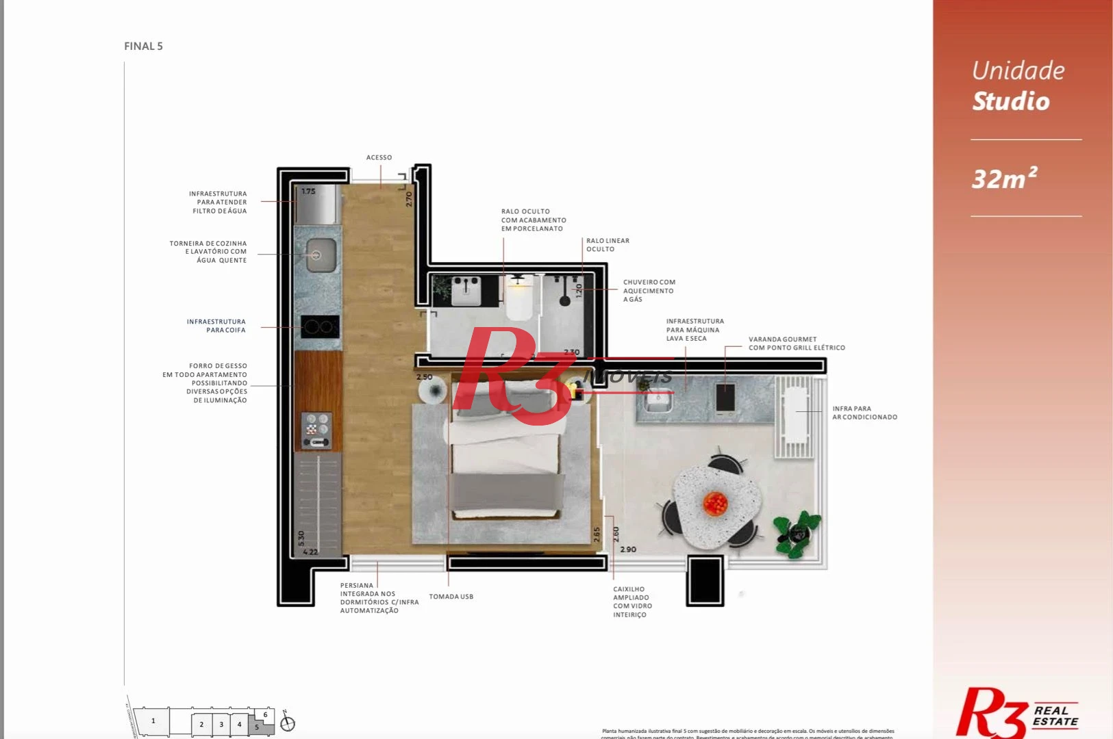 Studio à venda, 32 m² por R$ 509.000,00 - Boqueirão - Santos/SP