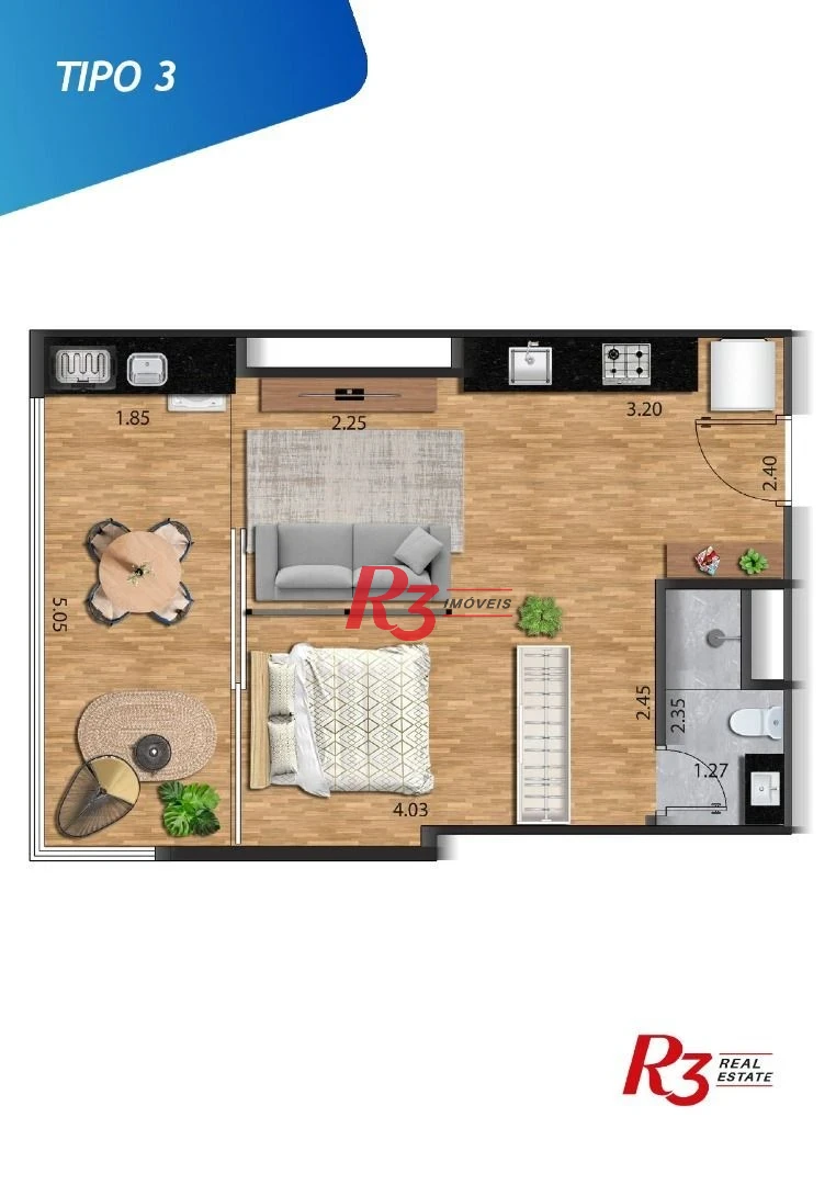 Apartamento com 1 dormitório à venda, 39 m² por R$ 430.000,00 - José Menino - Santos/SP