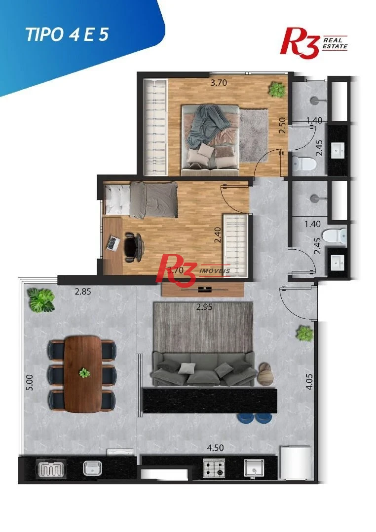 Apartamento com 2 dormitórios à venda, 70 m² por R$ 722.010,00 - José Menino - Santos/SP