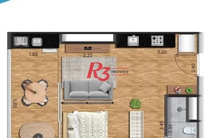 Apartamento à venda, 39 m² por R$ 480.000,00 - José Menino - Santos/SP