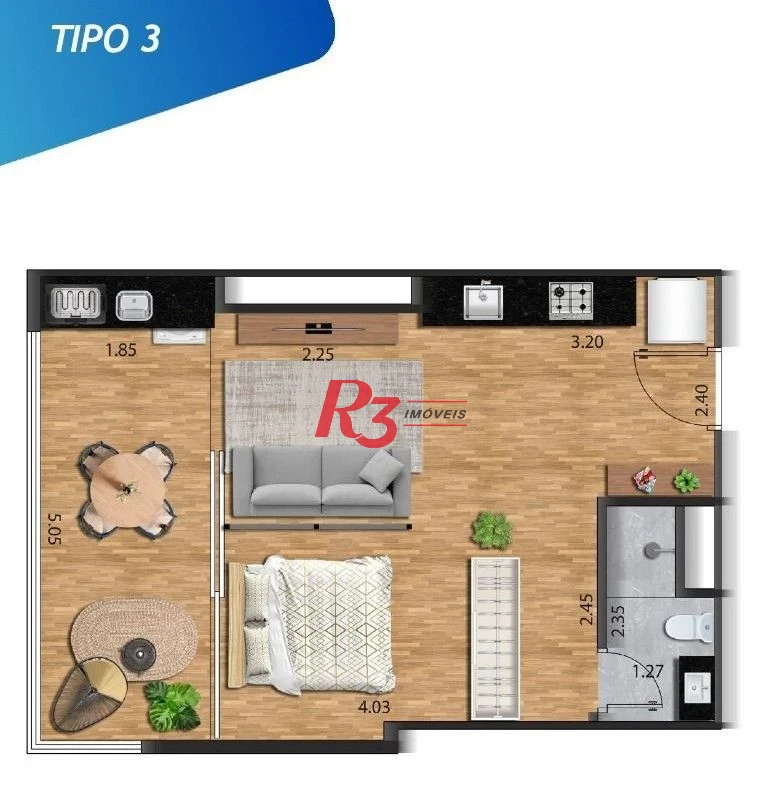 Apartamento com 1 dormitório à venda, 39 m² por R$ 480.000,00 - José Menino - Santos/SP