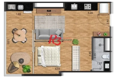 Apartamento com 1 dormitório à venda, 39 m² por R$ 460.000,00 - José Menino - Santos/SP