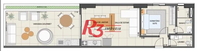 Apartamento Garden com 1 dormitório à venda, 73 m² por R$ 820.000,00 - Ponta da Praia - Santos/SP