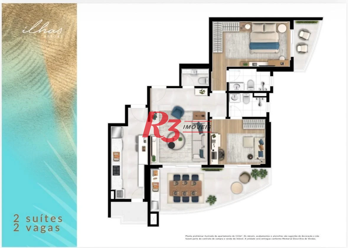 Apartamento com 2 dormitórios à venda, 113 m² por R$ 2.100.000,00 - Ponta da Praia - Santos/SP