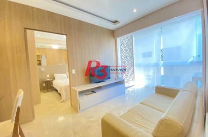 Apartamento com 1 dormitório para alugar, 45 m² por R$ 6.000,00/mês - Boqueirão - Santos/SP