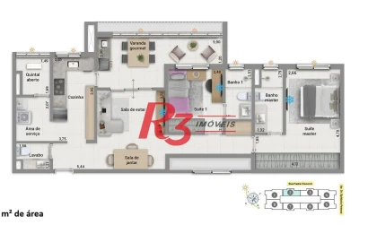 Apartamento com 2 dormitórios à venda, 96 m² por R$ 1.650.000,00 - Embaré - Santos/SP