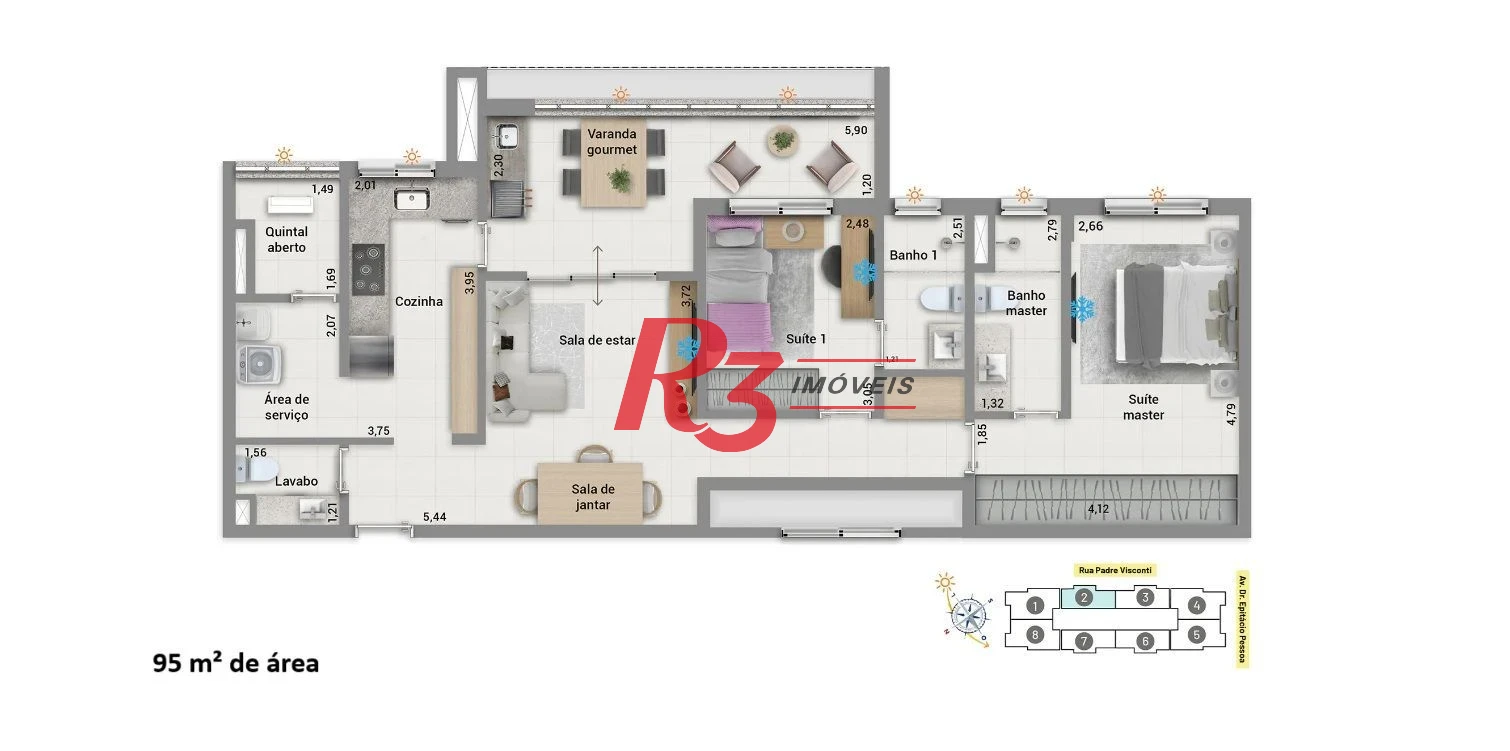 Apartamento à venda, 96 m² por R$ 1.500.000,00 - Embaré - Santos/SP