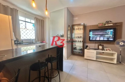 Apartamento com 1 dormitório para alugar, 57 m² por R$ 3.000,00/mês - Centro - São Vicente/SP