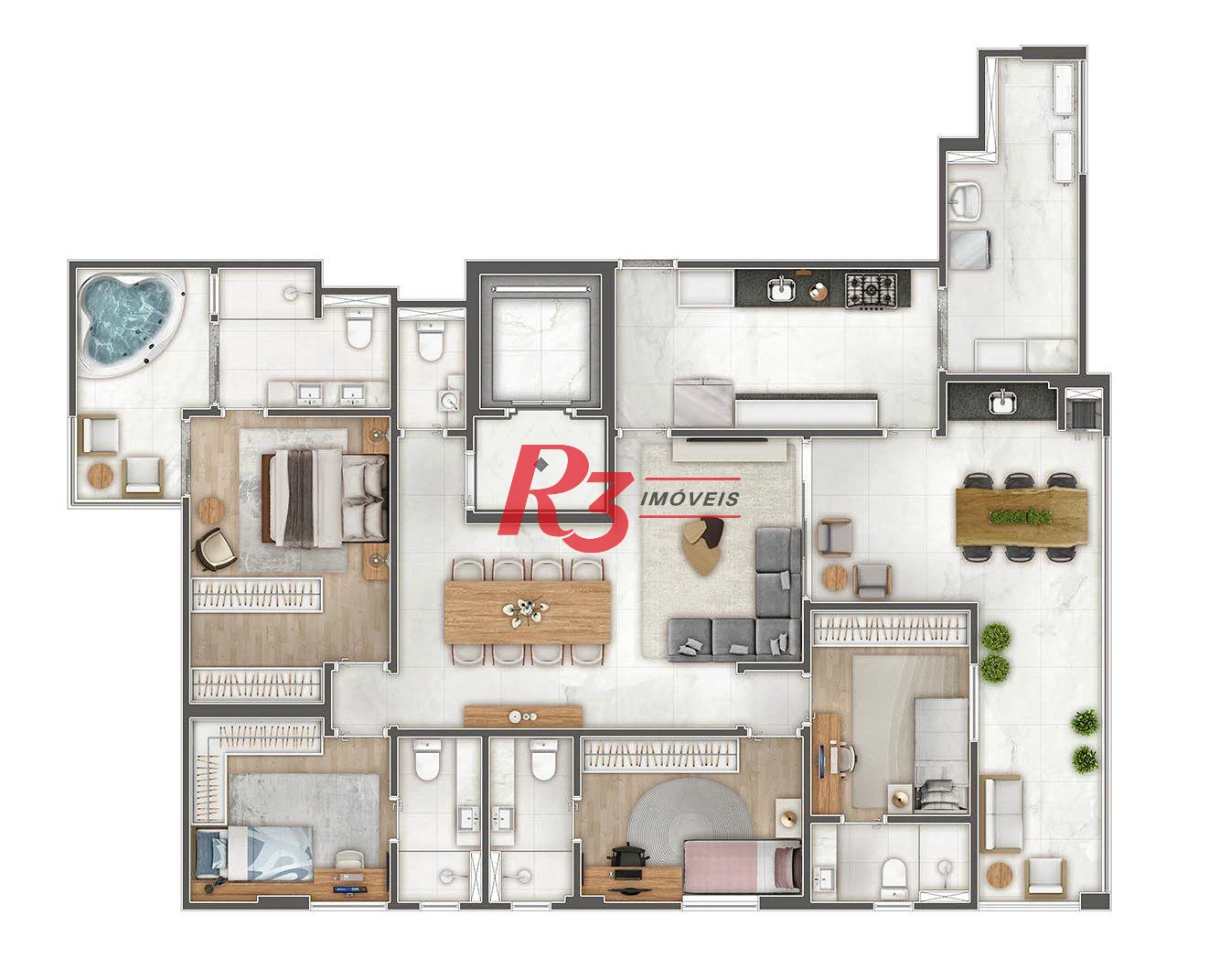 Apartamento com 4 suítes à venda, por R$ 3.890.000 - Ponta da Praia - Santos/SP
