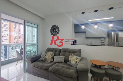 Apartamento com 2 dormitórios para alugar, 74 m² por R$ 7.000,02/mês - Gonzaga - Santos/SP
