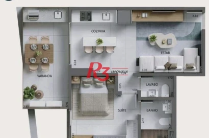 Apartamento com 1 dormitório à venda, 58 m² por R$ 840.000,00 - Ponta da Praia - Santos/SP