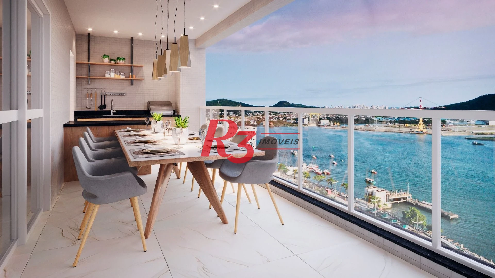 Apartamento com 3 suítes frente para o mar à venda, 218 m² por R$ 5.700.000 - Ponta da Praia - Santos/SP