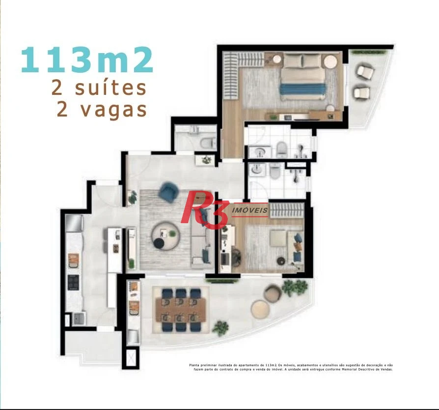 Apartamento com 2 dormitórios à venda, 113 m² por R$ 2.400.000,00 - Ponta da Praia - Santos/SP