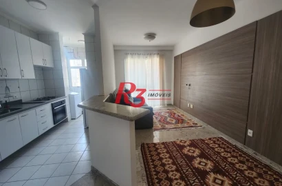 Apartamento com 1 dormitório para alugar, 54 m² por R$ 3.800,00/mês - Gonzaga - Santos/SP