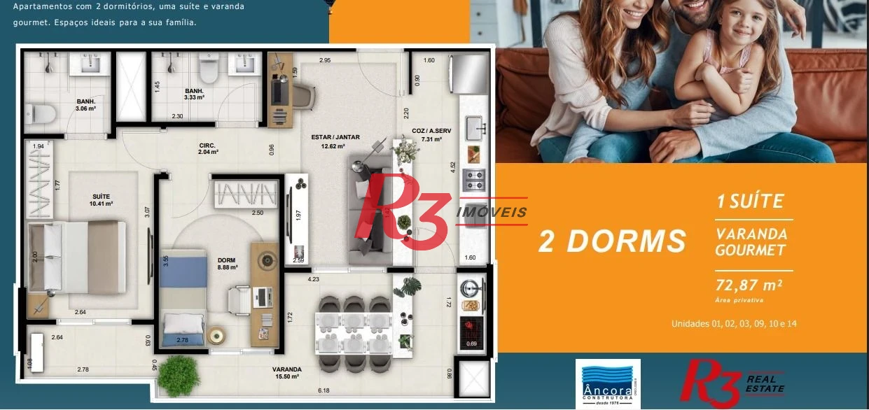Apartamento com 2 dormitórios à venda, 72 m² por R$ 950.000,00 - Encruzilhada - Santos/SP