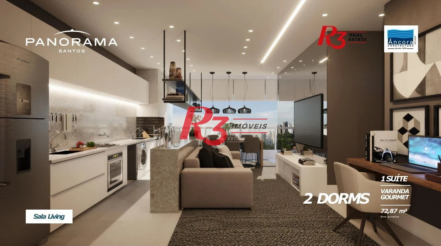 Apartamento com 2 dormitórios à venda, 72 m² por R$ 950.000,00 - Encruzilhada - Santos/SP
