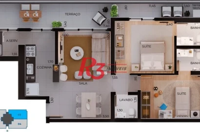 Apartamento com 2 dormitórios à venda, 84 m² por R$ 1.250.000,00 - Boqueirão - Santos/SP