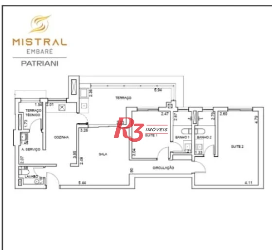 Apartamento com 2 dormitórios à venda, 96 m² por R$ 1.651.890,00 - Embaré - Santos/SP