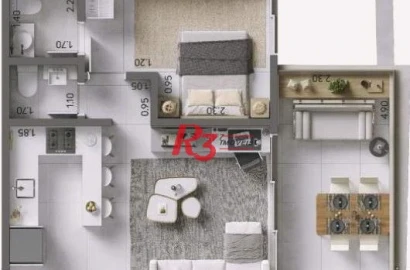 Apartamento com 1 dormitório à venda, 58 m² por R$ 850.000,00 - Ponta da Praia - Santos/SP