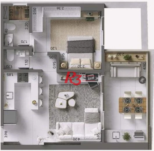 Apartamento com 1 dormitório à venda, 58 m² por R$ 850.000,00 - Ponta da Praia - Santos/SP