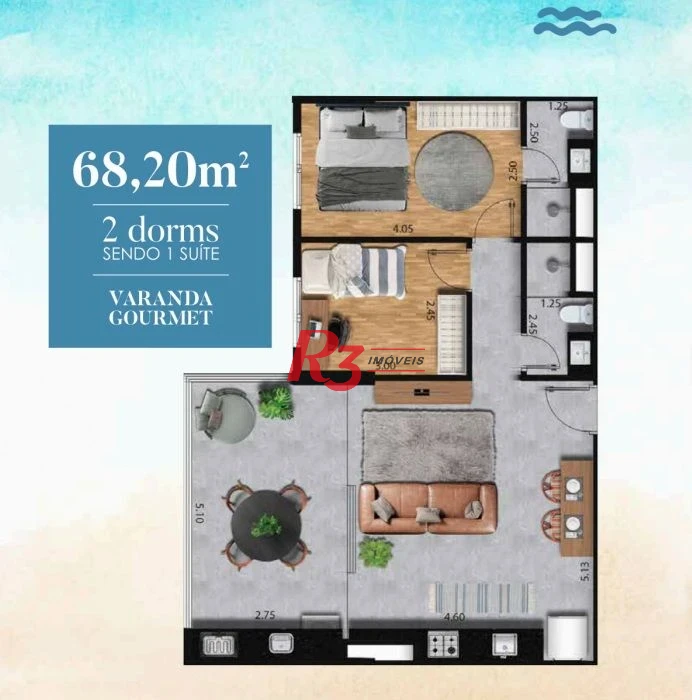 Apartamento com 2 dormitórios à venda, 69 m² por R$ 915.000 - José Menino - Santos/SP