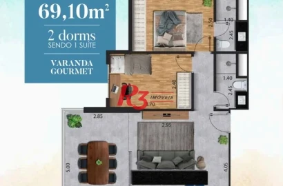 Apartamento com 2 dormitórios à venda, 70 m² por R$ 930.000 - José Menino - Santos/SP