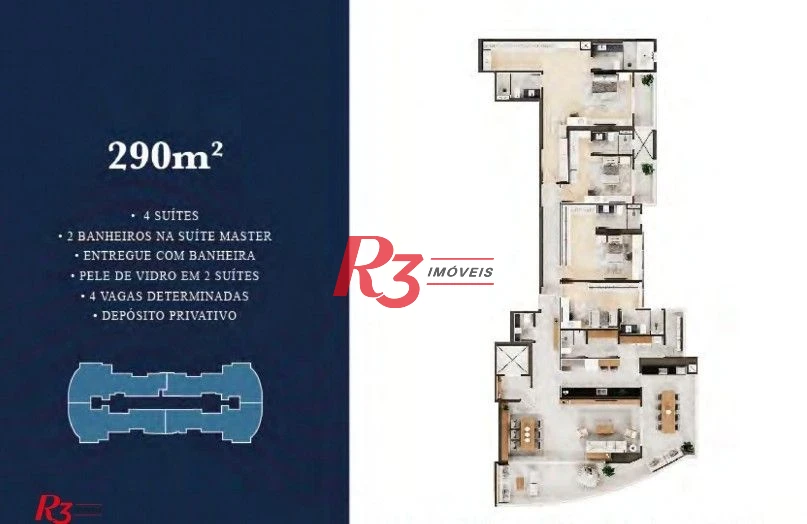 Apartamento com 4 dormitórios à venda, 290 m² por R$ 10.000.000,00 - Ponta da Praia - Santos/SP