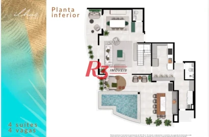 Cobertura com 4 dormitórios à venda, 301 m² por R$ 6.600.000,00 - Ponta da Praia - Santos/SP