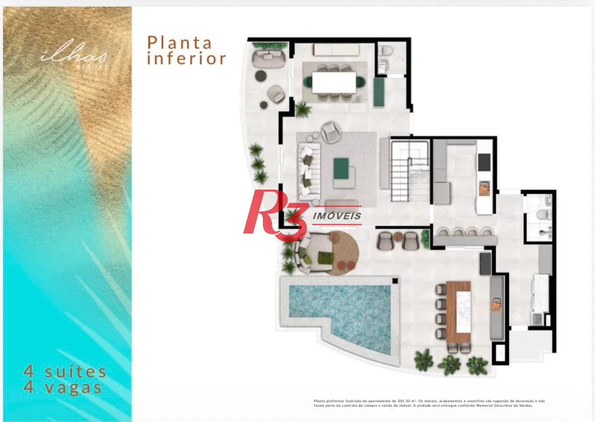 Cobertura com 4 dormitórios à venda, 301 m² por R$ 6.600.000,00 - Ponta da Praia - Santos/SP