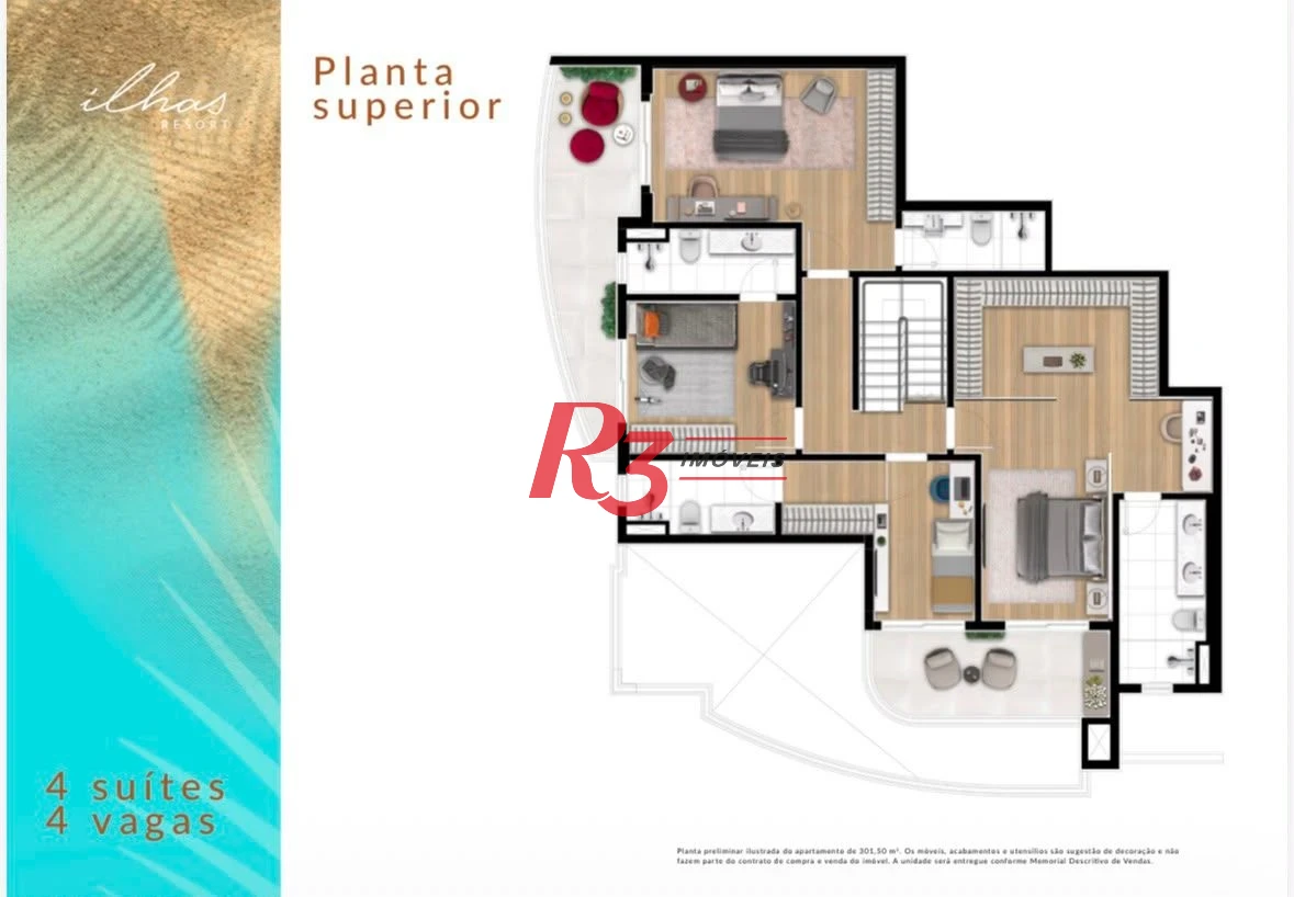 Cobertura com 4 dormitórios à venda, 301 m² por R$ 6.600.000,00 - Ponta da Praia - Santos/SP