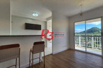 Oportunidade! Apartamento de 2 quartos em Santos com sacada vista livre, andar alto, lazer completo, 1 vaga, 380 mil, oportunidade!