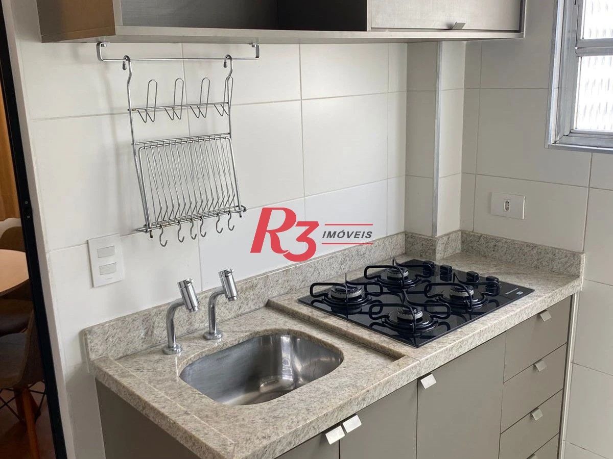 Apartamento com 1 dormitório para alugar, 40 m² por R$ 3.900,00/mês - Gonzaga - Santos/SP