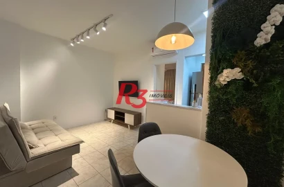 Apartamento com 1 dormitório para alugar, 39 m² por R$ 3.500,00/mês - Embaré - Santos/SP