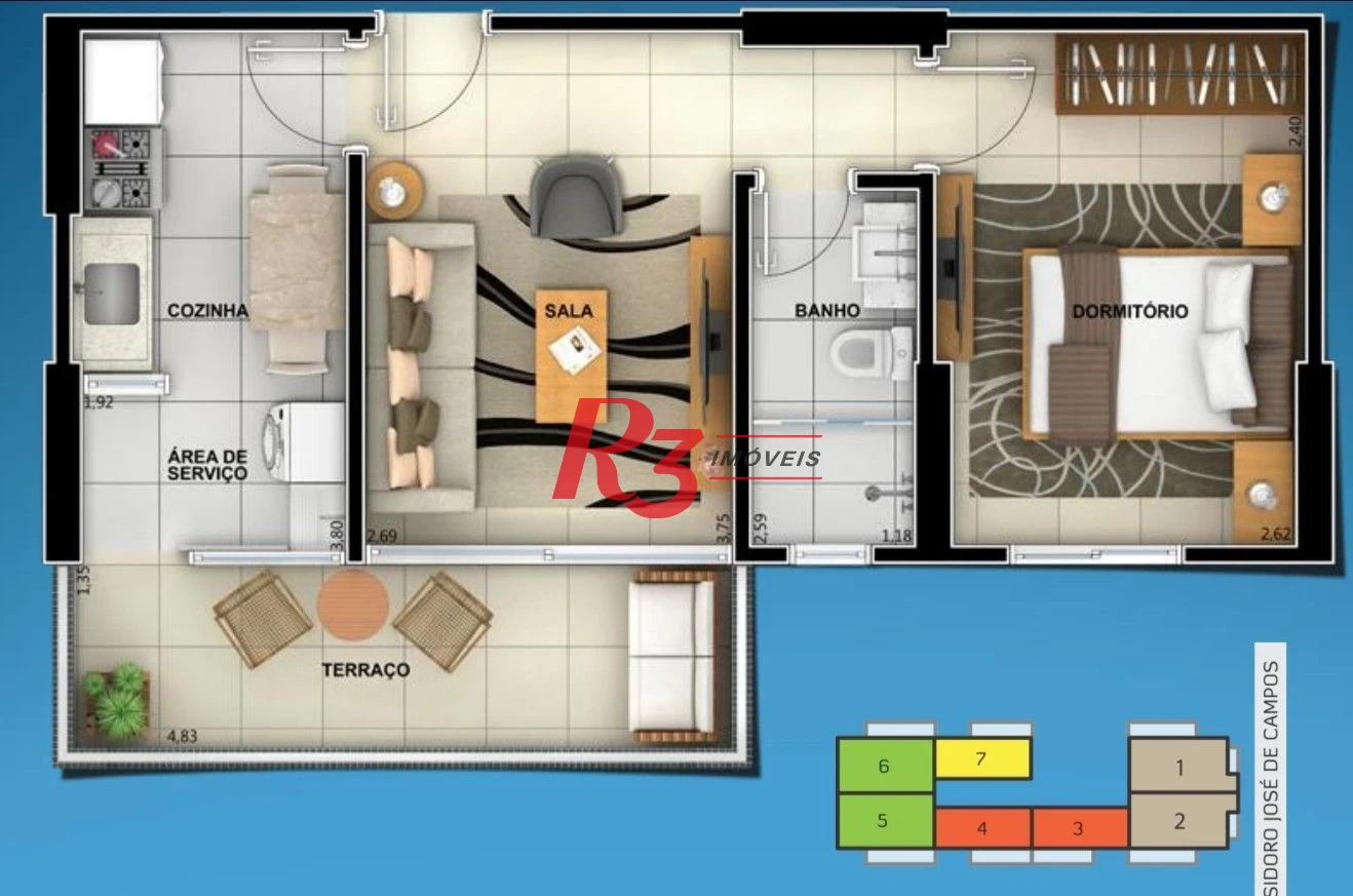 Apartamento com 1 dormitório, 45 m² - venda por R$ 750.000,00 ou aluguel por R$ 5.000,00/ano - Ponta da Praia - Santos/SP
