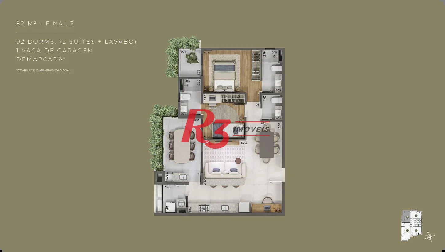 Apartamento com 2 dormitórios à venda, 82 m² por R$ 1.167.930,13 - Boqueirão - Santos/SP
