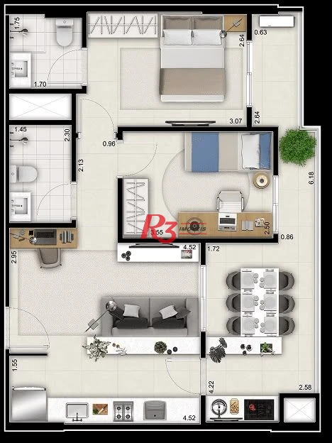Apartamento com 2 dormitórios à venda, 72 m² por R$ 960.000,00 - Encruzilhada - Santos/SP
