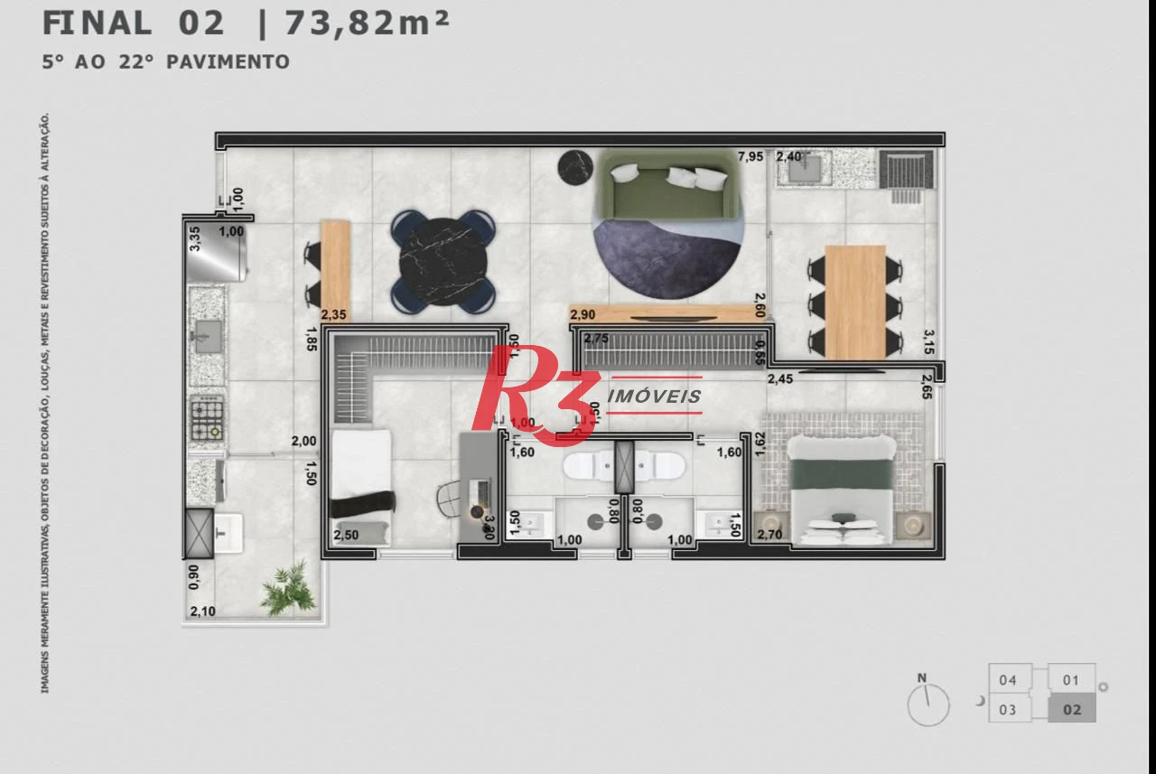 Apartamento com 2 dormitórios à venda, 73 m² por R$ 740.000,00 - Marapé - Santos/SP
