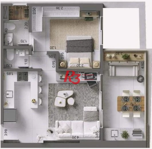 Apartamento com 1 suíte à venda, 58 m² por R$ 799.000 - Ponta da Praia - Santos/SP