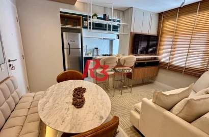 Apartamento mobiliado com 1 dormitório para alugar, 42 m² por R$ 5.000/mês - Boqueirão - Santos/SP