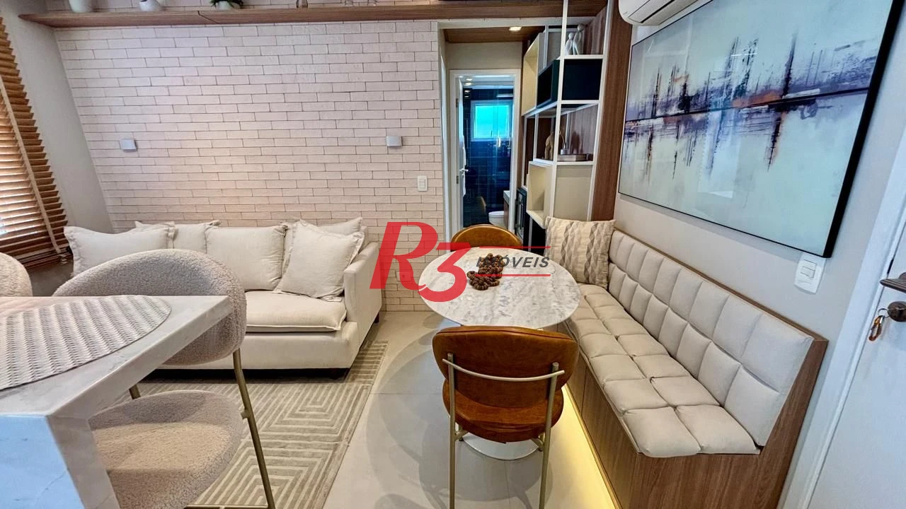 Apartamento mobiliado com 1 dormitório para alugar, 42 m² por R$ 5.000/mês - Boqueirão - Santos/SP