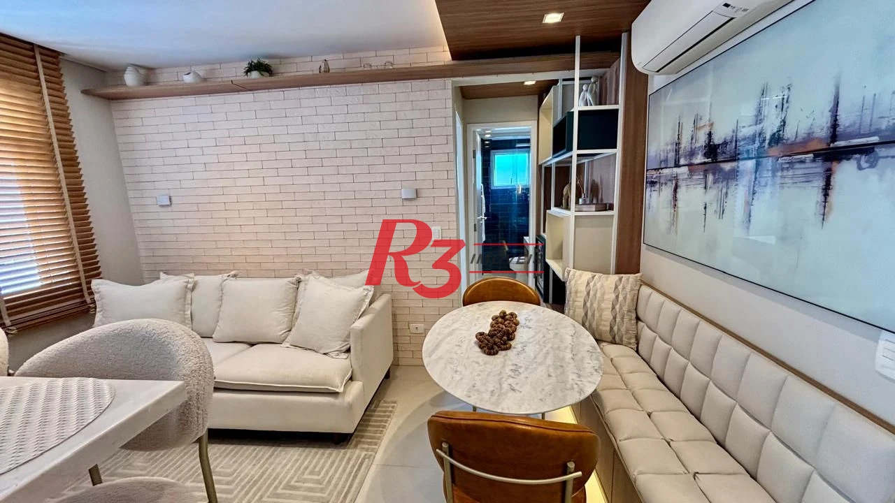 Apartamento mobiliado com 1 dormitório para alugar, 42 m² por R$ 5.000/mês - Boqueirão - Santos/SP