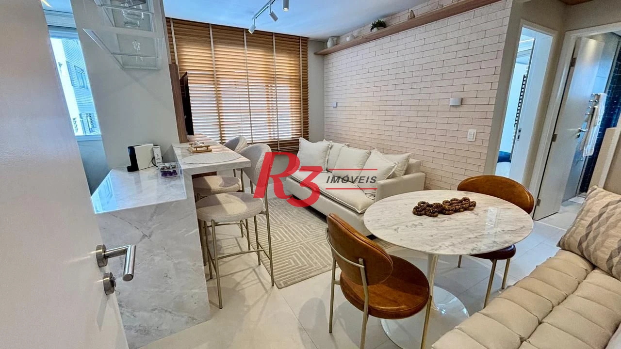 Apartamento mobiliado com 1 dormitório para alugar, 42 m² por R$ 5.000/mês - Boqueirão - Santos/SP
