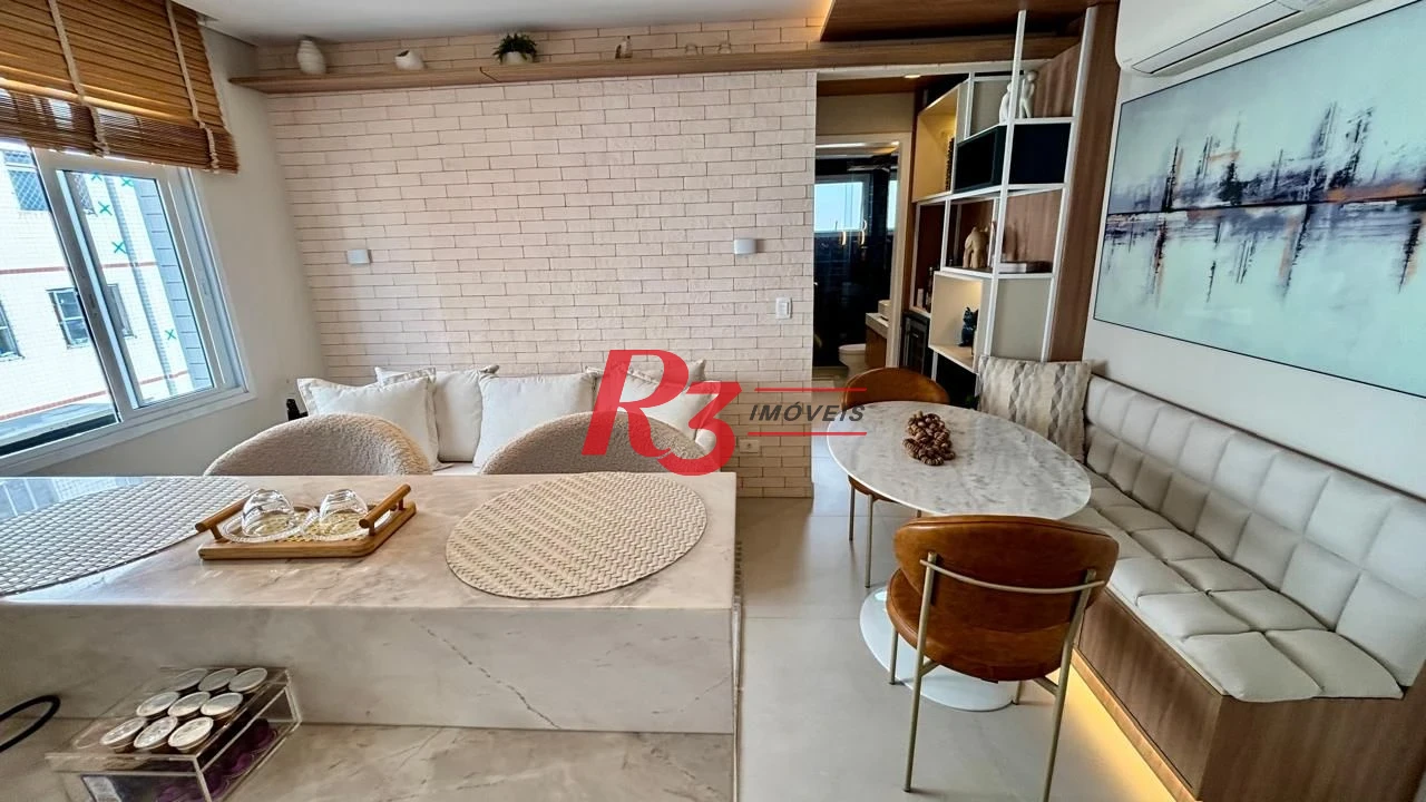 Apartamento mobiliado com 1 dormitório para alugar, 42 m² por R$ 5.000/mês - Boqueirão - Santos/SP