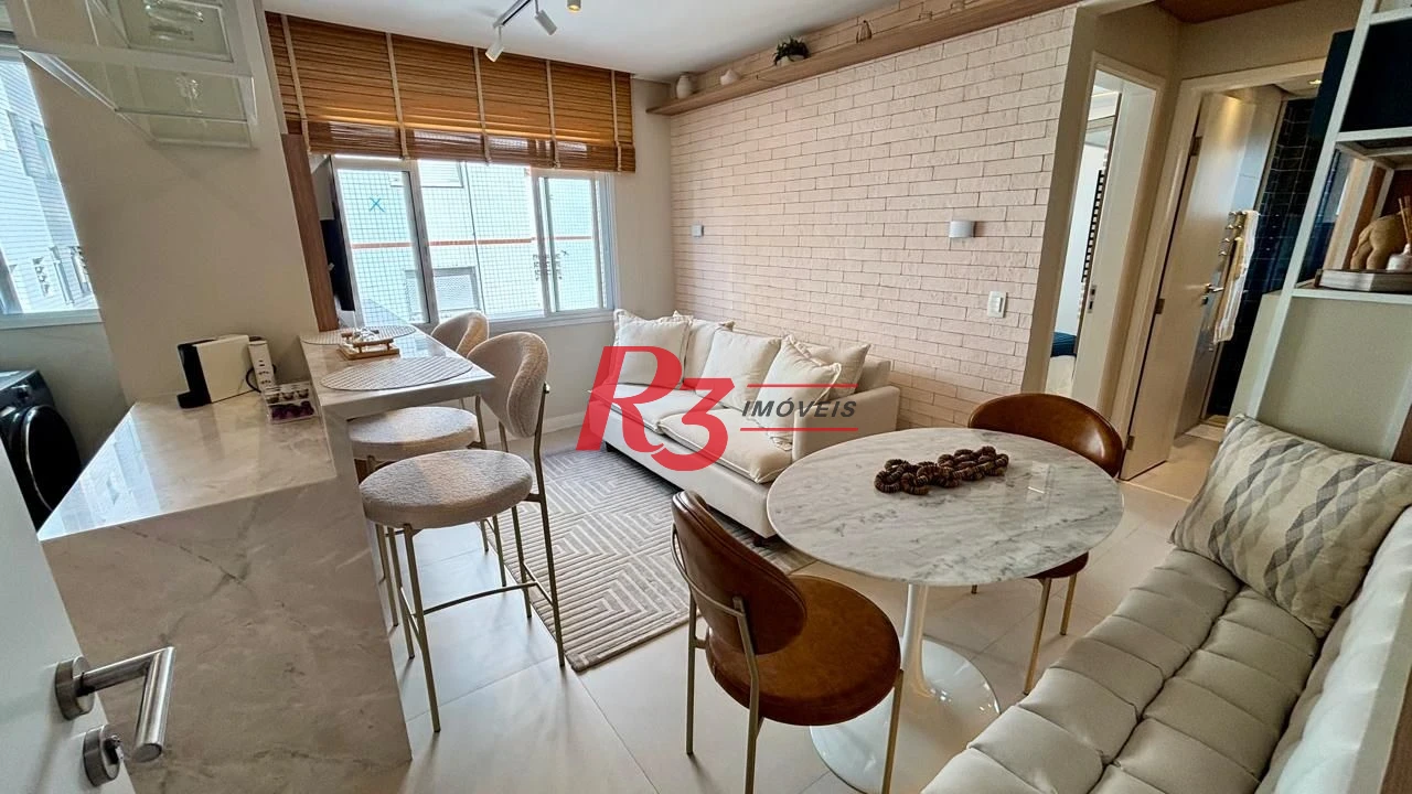 Apartamento mobiliado com 1 dormitório para alugar, 42 m² por R$ 5.000/mês - Boqueirão - Santos/SP