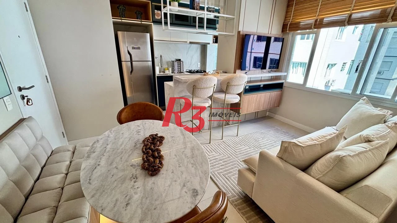 Apartamento mobiliado com 1 dormitório para alugar, 42 m² por R$ 5.000/mês - Boqueirão - Santos/SP