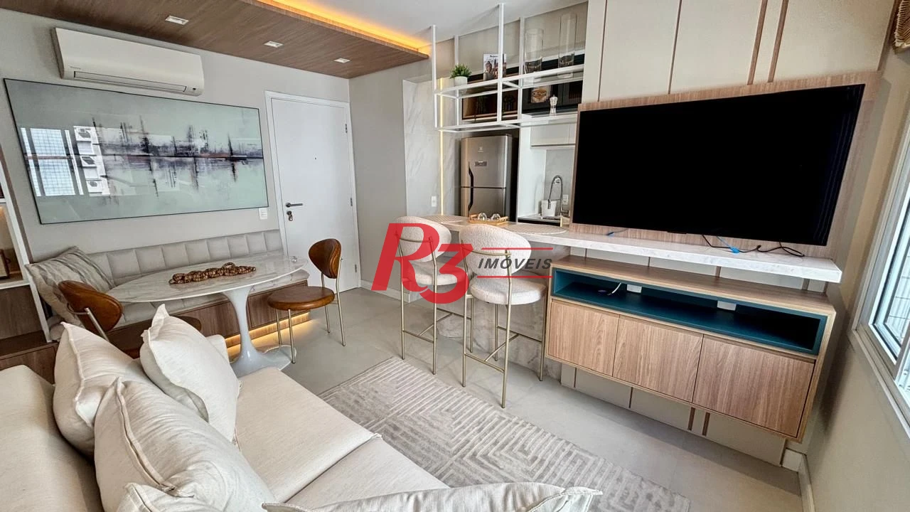 Apartamento mobiliado com 1 dormitório para alugar, 42 m² por R$ 5.000/mês - Boqueirão - Santos/SP