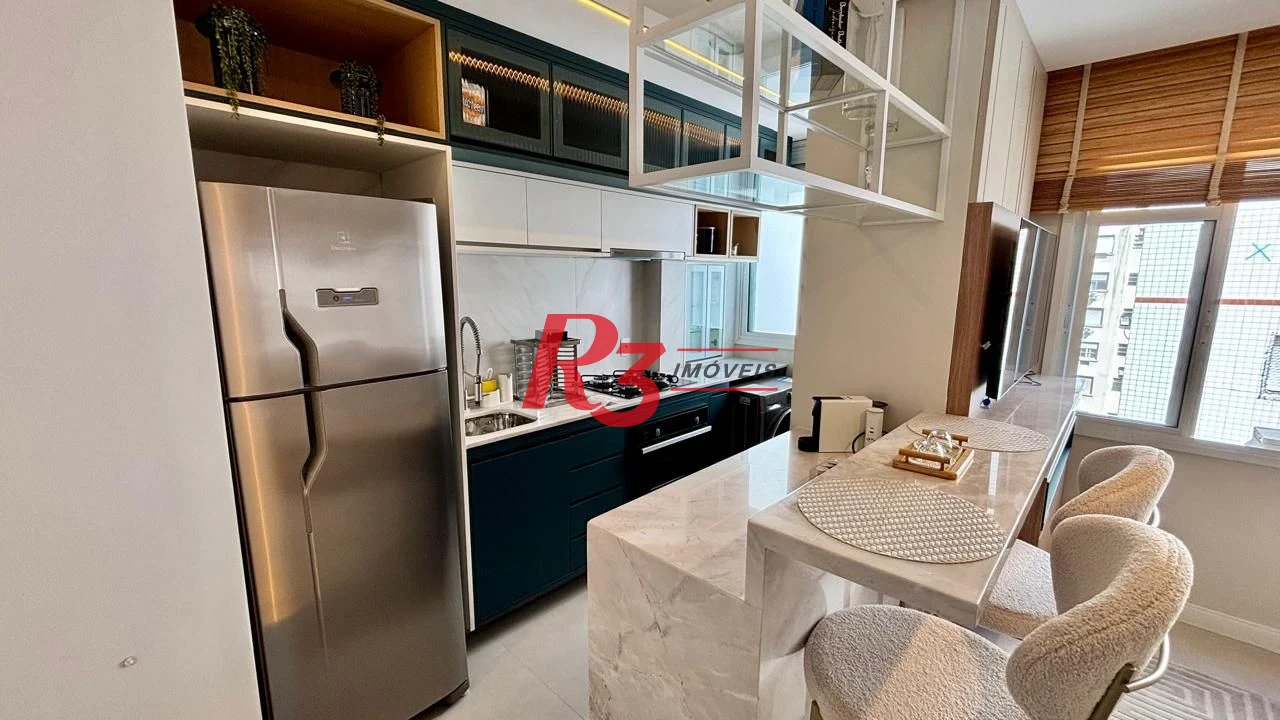 Apartamento mobiliado com 1 dormitório para alugar, 42 m² por R$ 5.000/mês - Boqueirão - Santos/SP