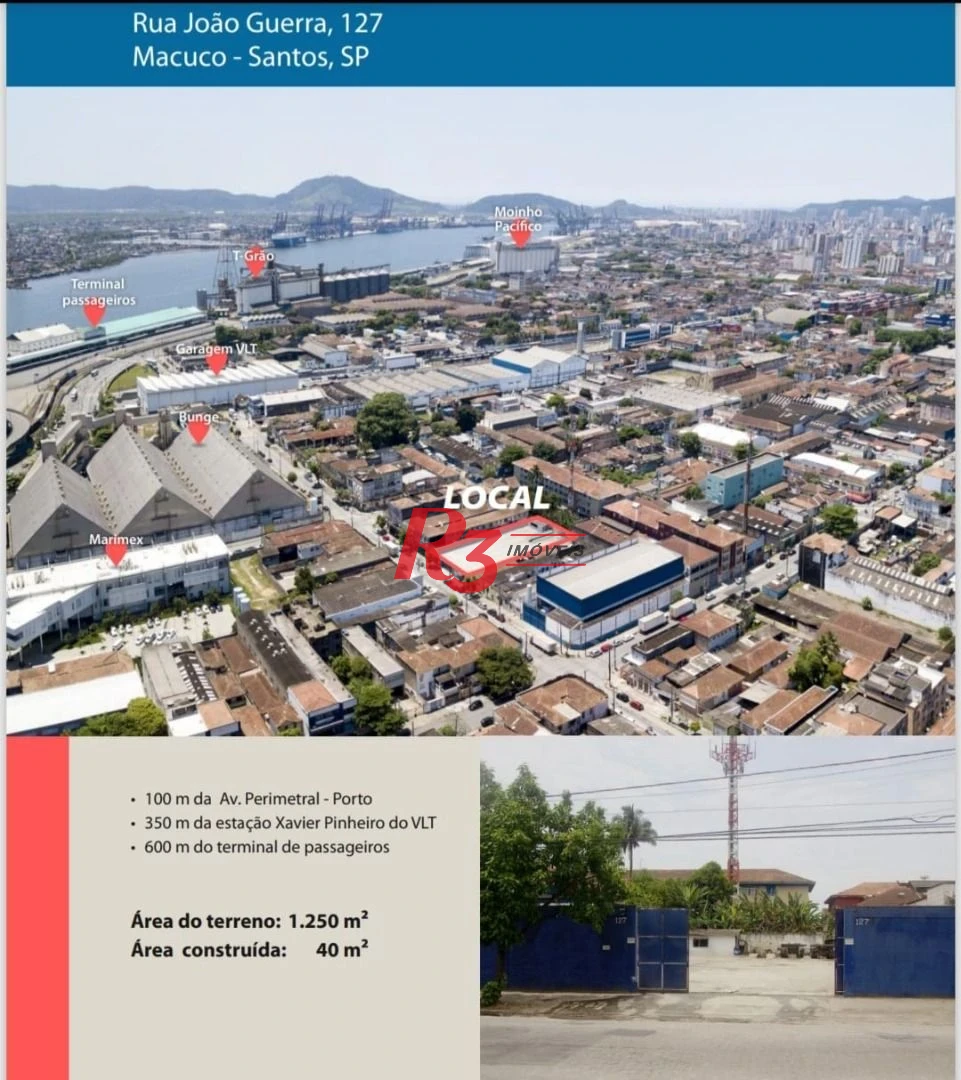 Terreno para alugar, 1250 m² por R$ 30.796,01/mês - Macuco - Santos/SP